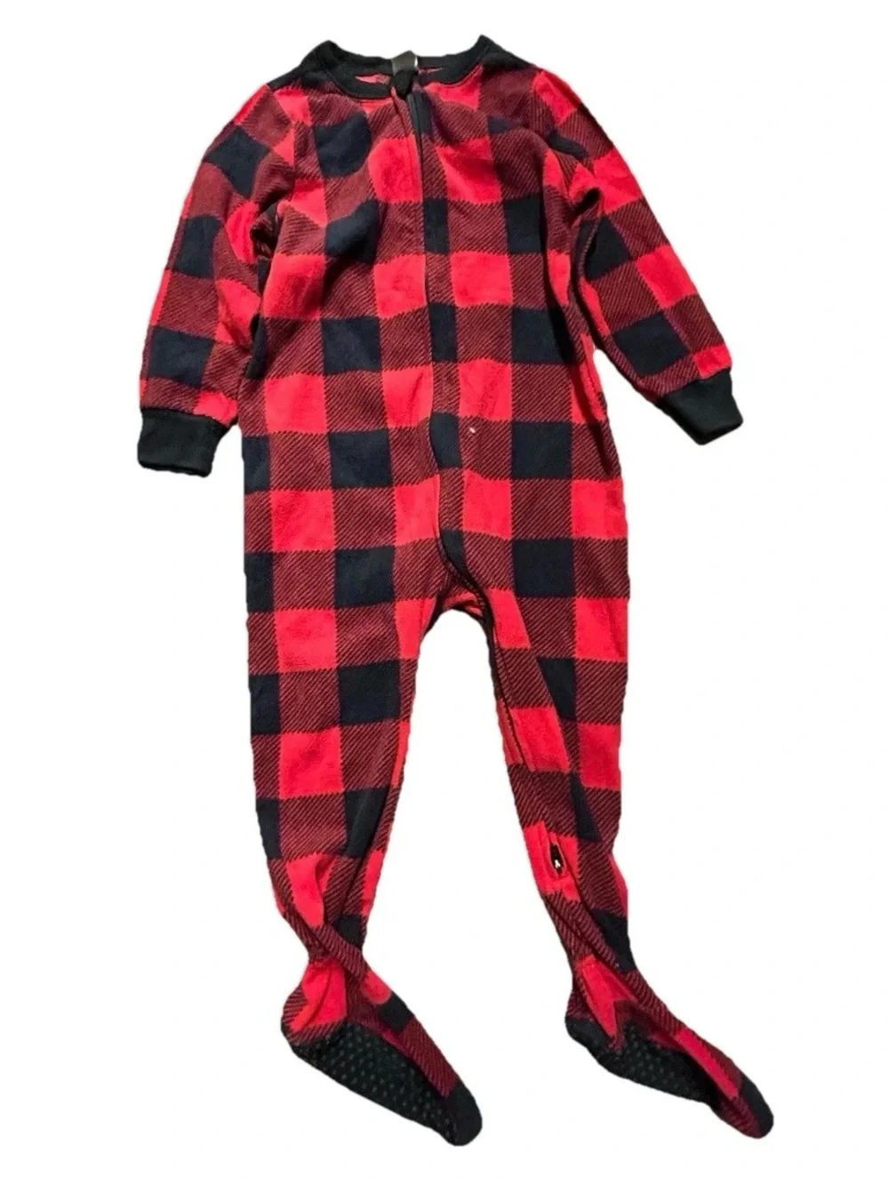 Toddler Girl Fleece Winter Footie Pajamas Cheetah Buffalo Plaid Size 2T